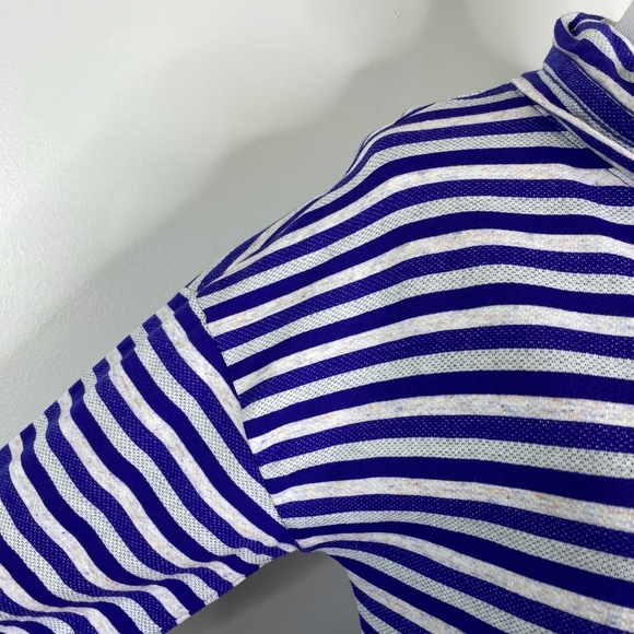 NWT T by Talbots Purple Stripe Pullover Top Funnel Neck Sz. L Cotton - Picture 7 of 14